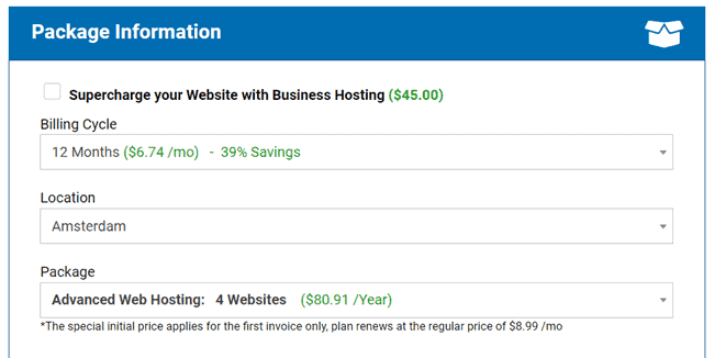 Hostwinds hosting plans