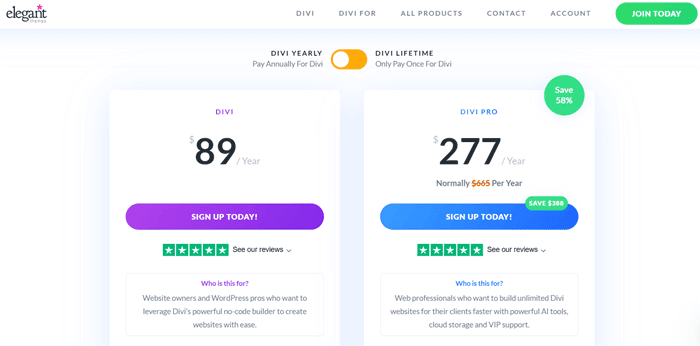 Divi-pricing