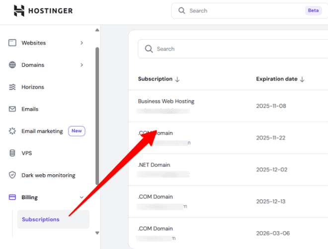 Hostinger billing