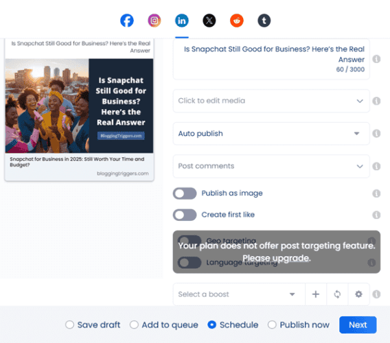 visa social post preview